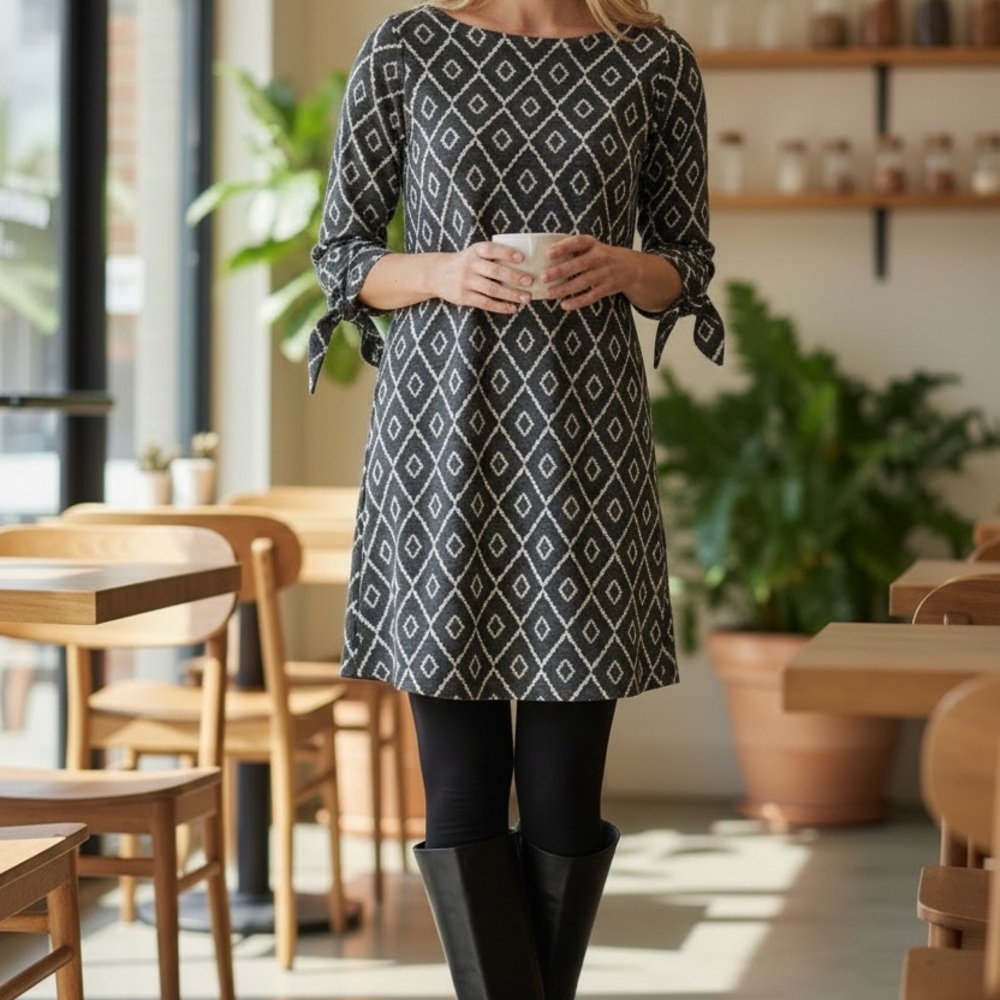 Loft Fashion Black and White Geometric Mini Dress